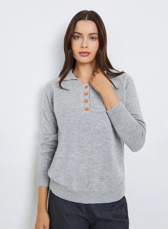 ستايلي سويتر محبوك بياقة بولو